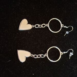 Silver Heart Dangle Earrings